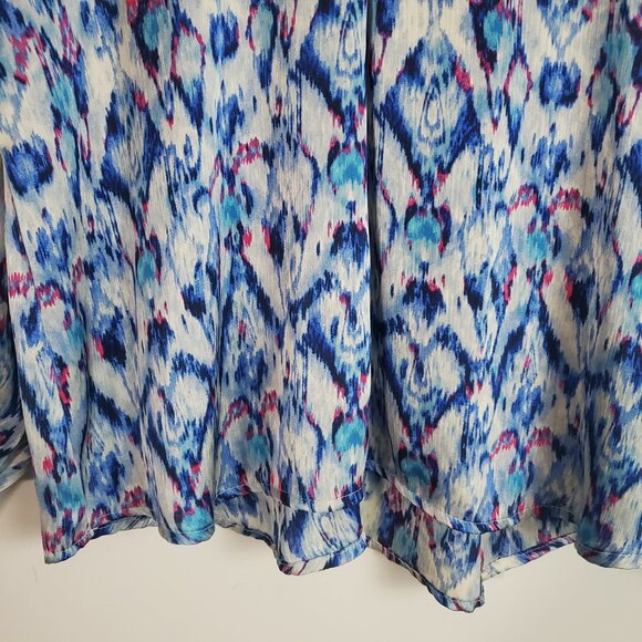 Hazel Hazel Hazel Top Medium Blue Abstract Ikat Boho Maximalist Popover Artsy - Picture 3 of 12